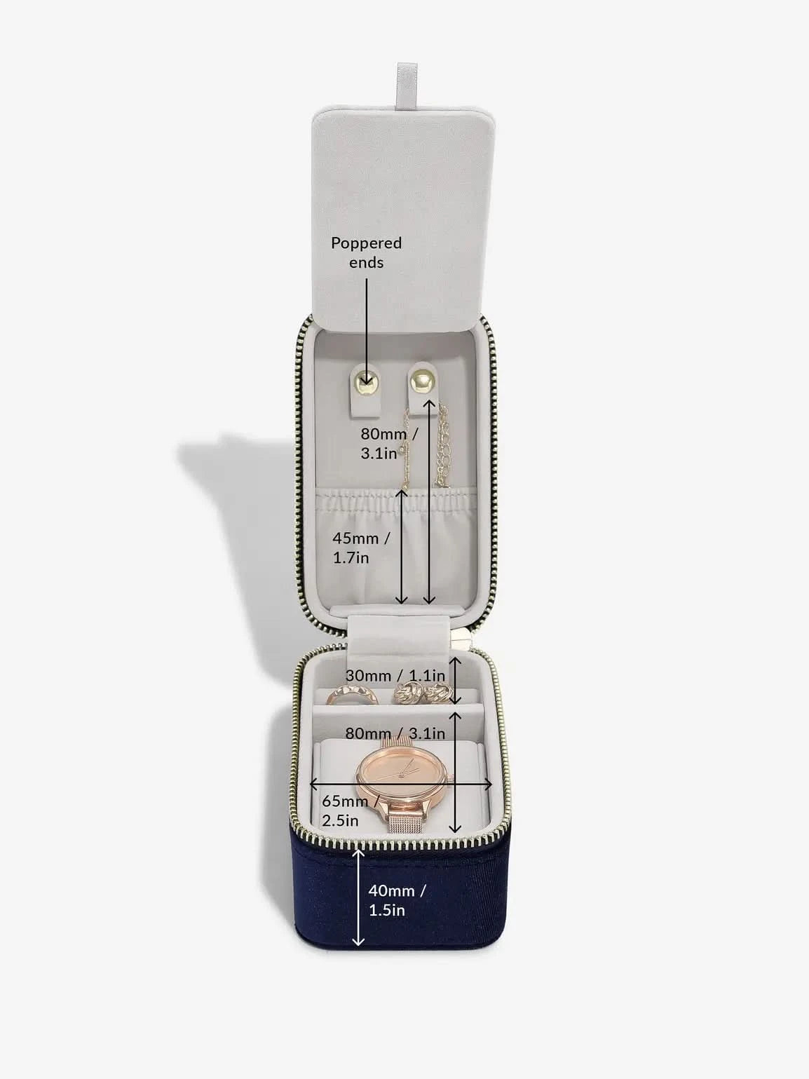 Stackers Horlogedoos Marineblauw Fluweel - Mystackers