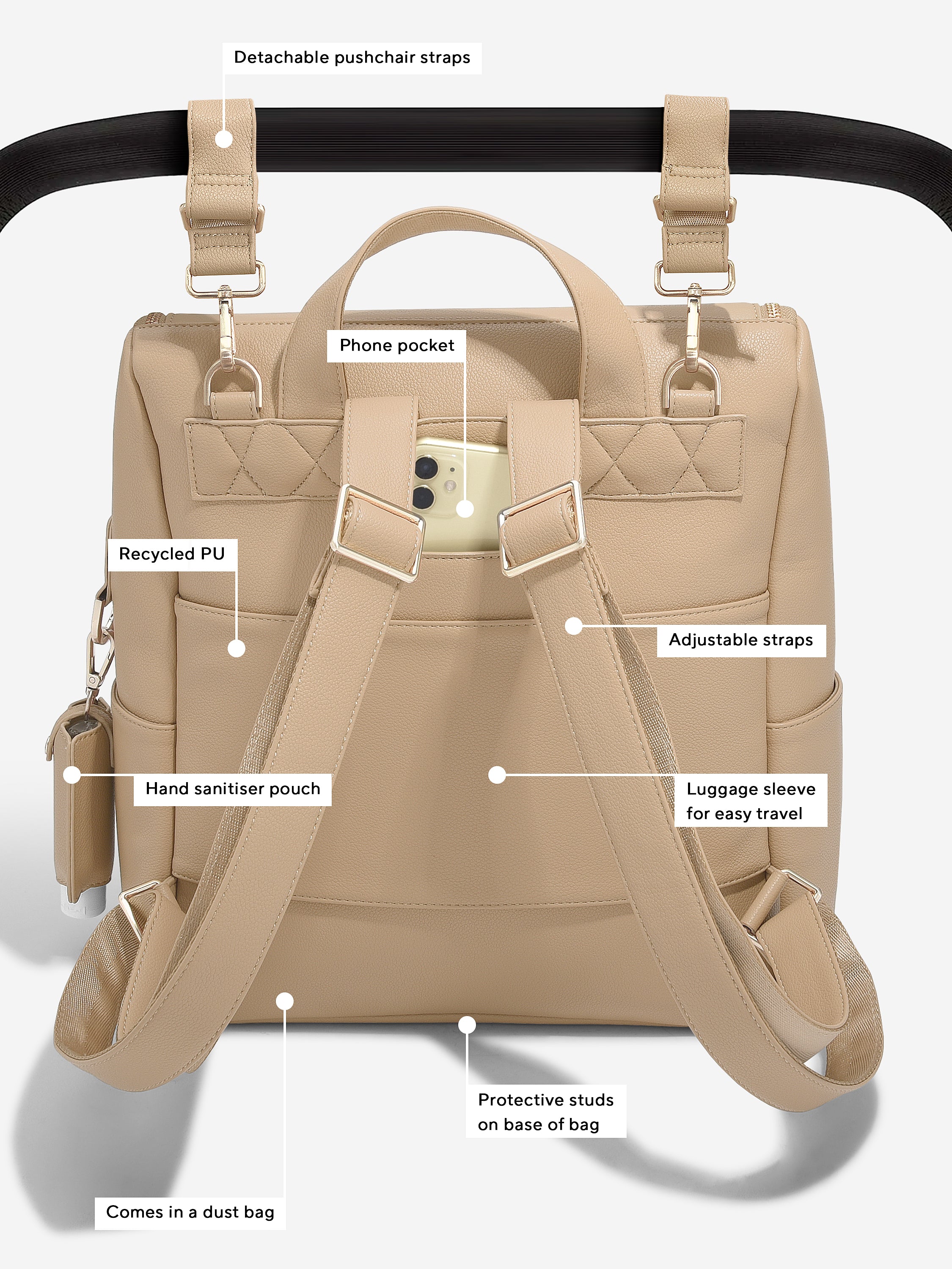 Stackers Diaper Bag Camel