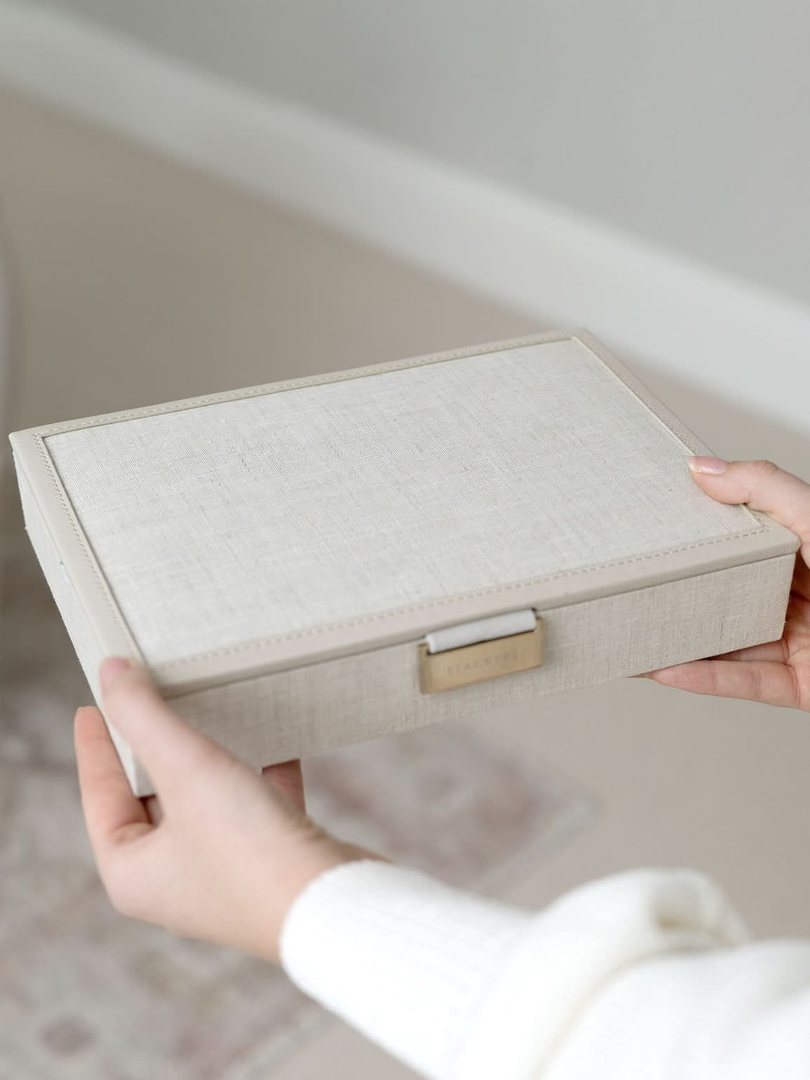 Stackers Deksel voor Klassieke Juwelendoos Havermout & Linnen - Mystackers