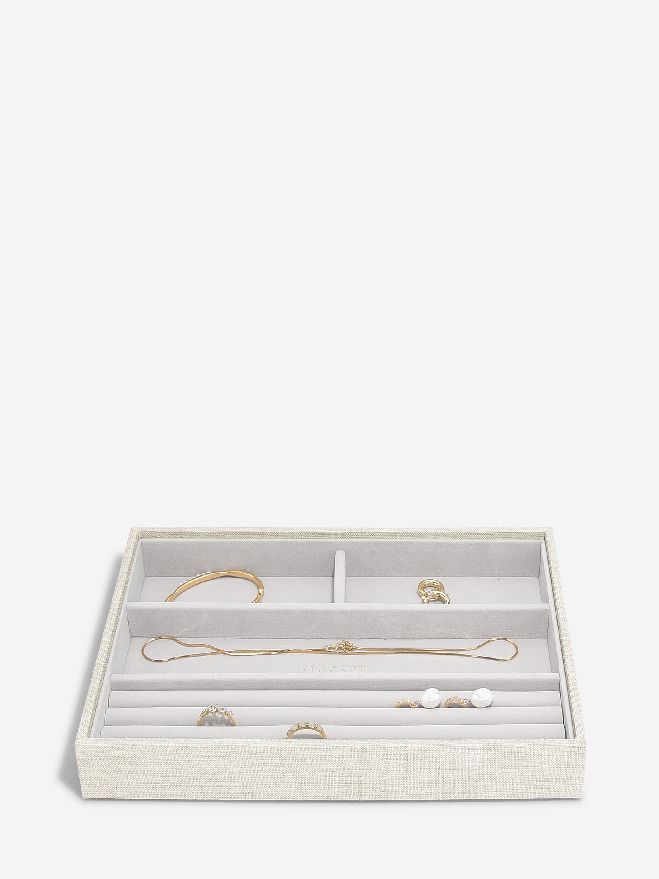 Stackers Ring & Armbandenlaag voor Klassieke Juwelendoos Havermout & Linnen - Mystackers