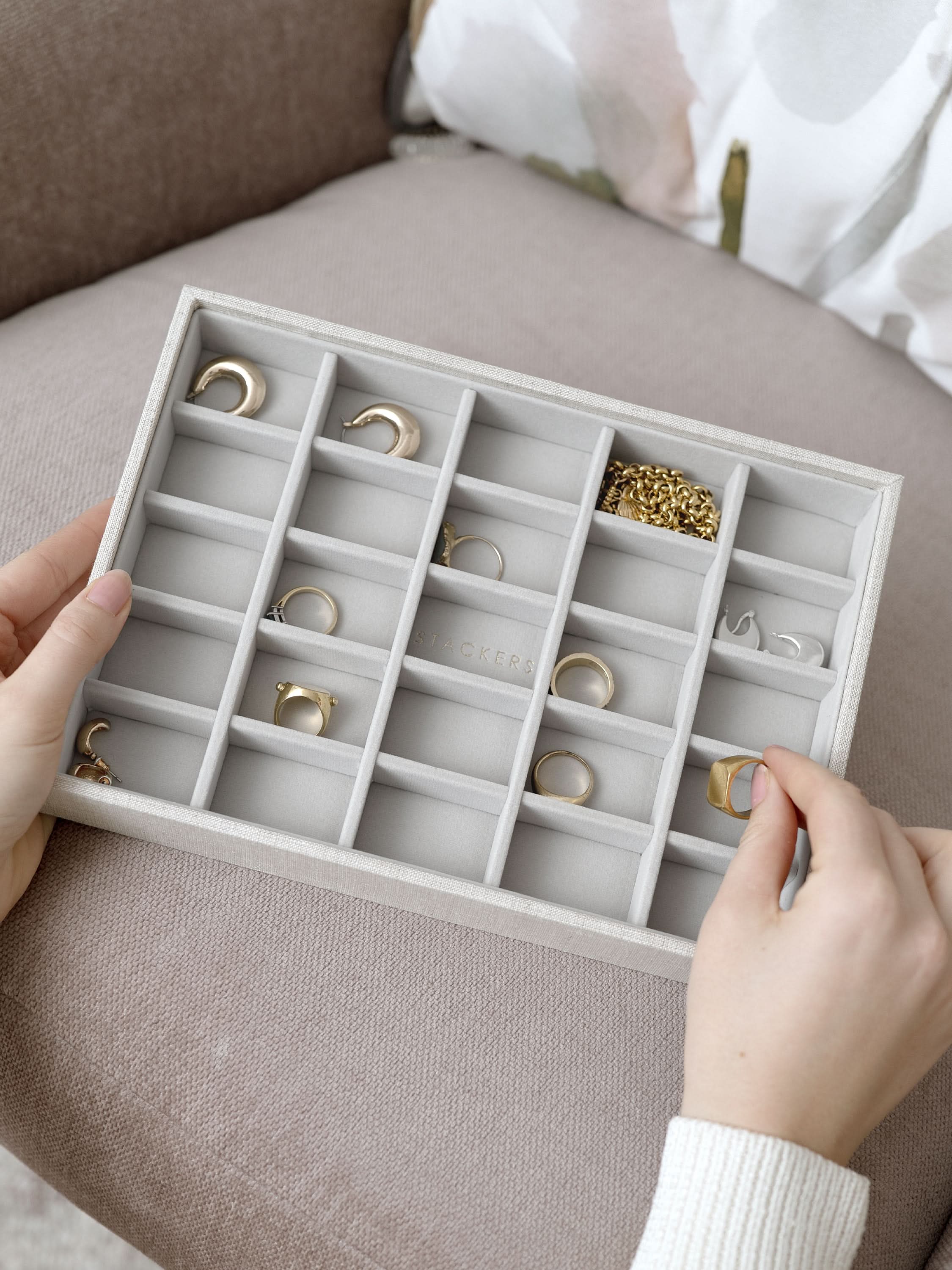 Stackers kleine Sieradenlaag voor Klassieke Juwelendoos Havermout & Linnen - Mystackers