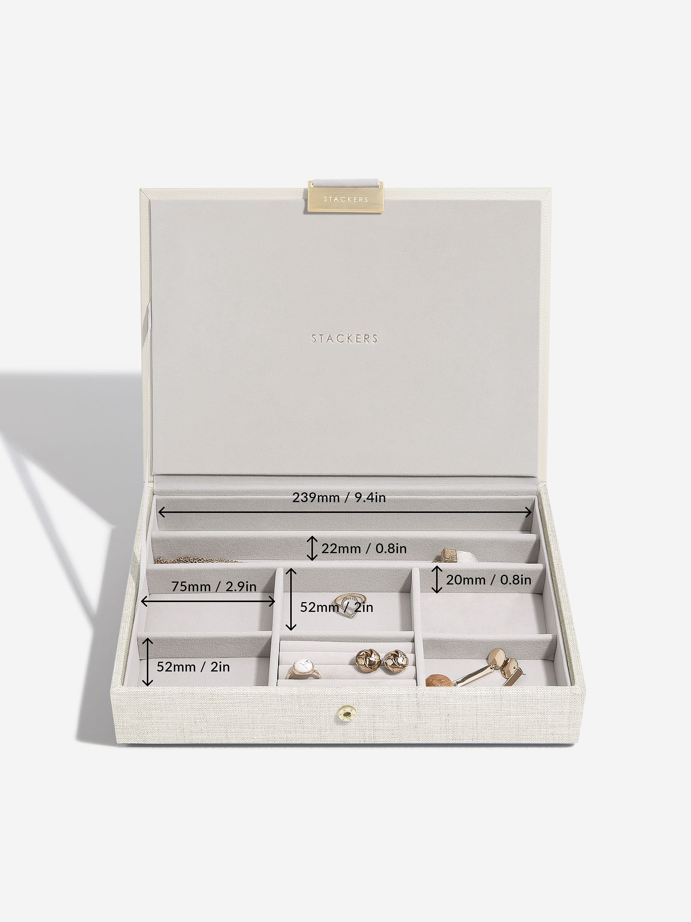 Stackers Klassieke Juwelendoos Set van 2 Havermout & Linnen - Mystackers