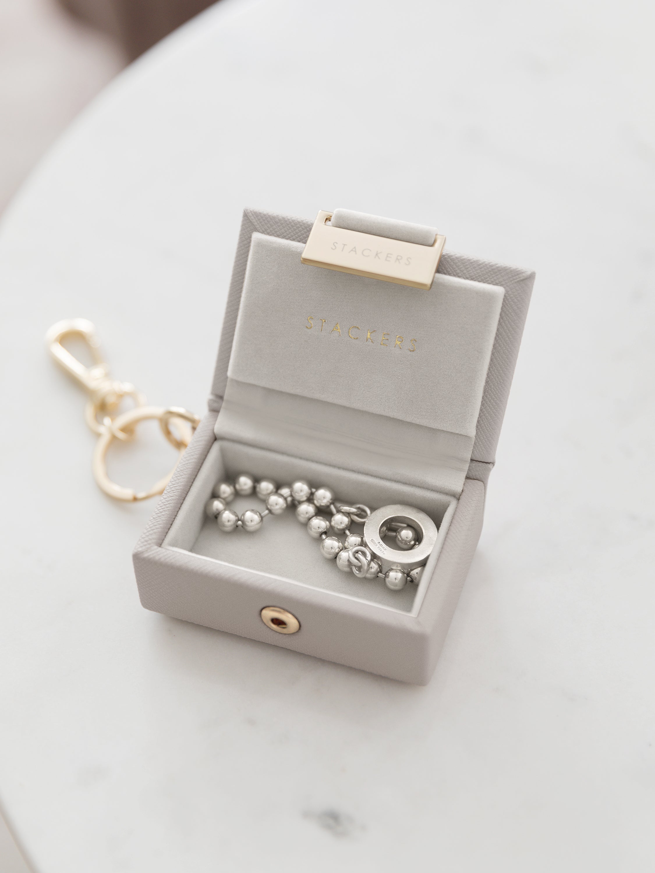 Stackers Jewellery Box Keyring in Party Cracker Taupe