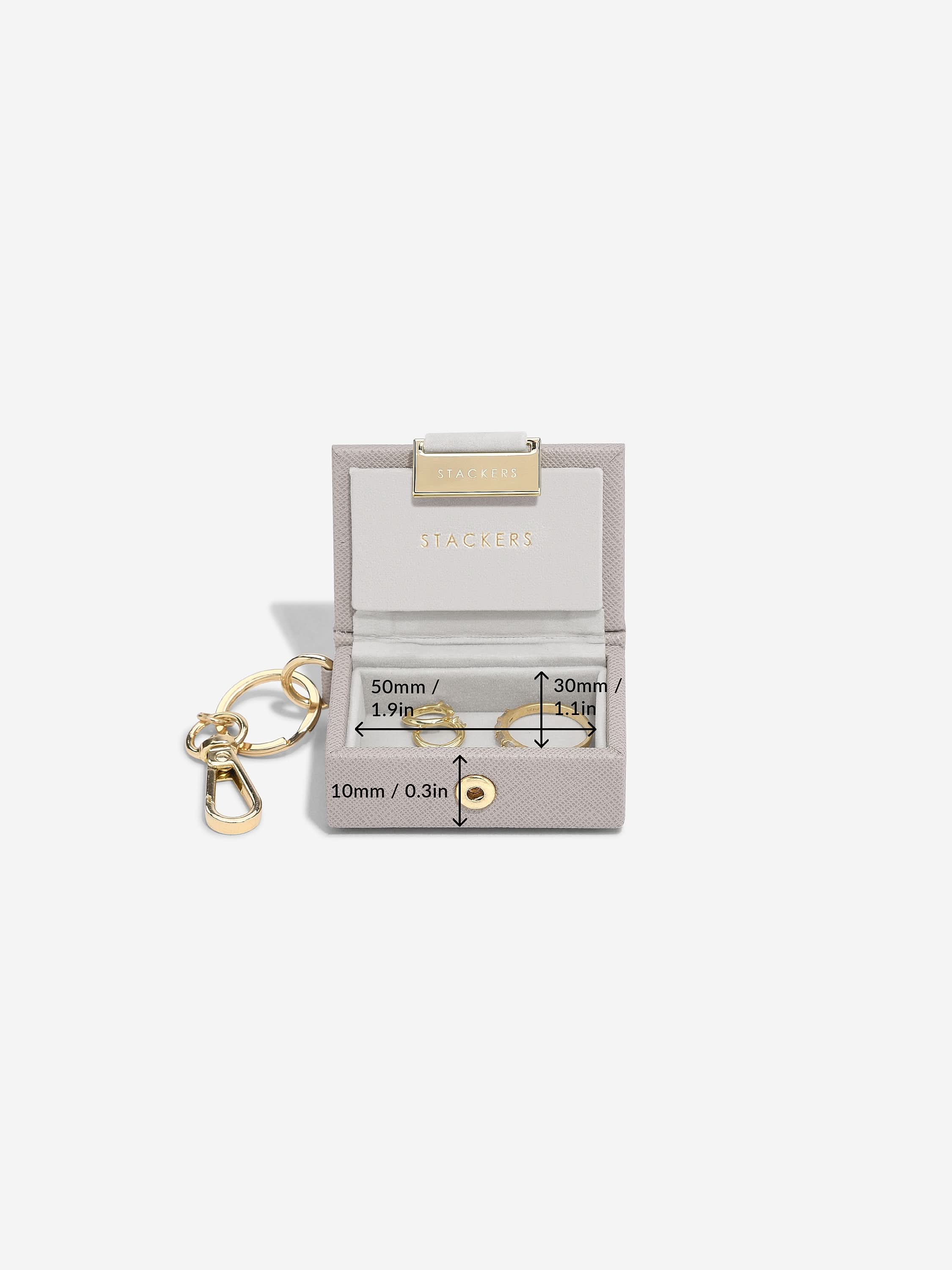 Stackers Jewellery Box Keyring in Decorative Christmas Ball Taupe