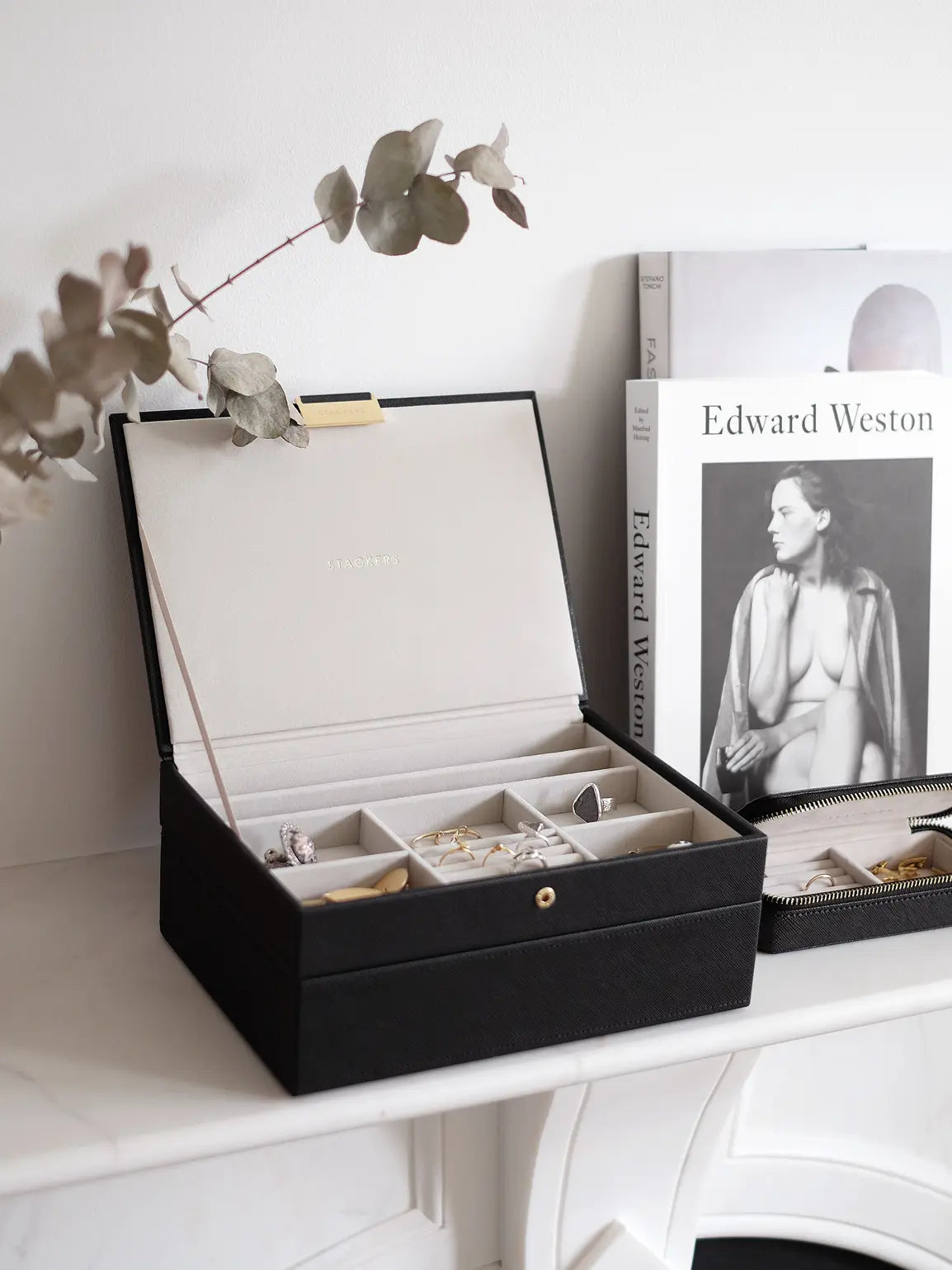 Stackers Classic Boîte à Bijoux Lot de 2 Noir Raffia