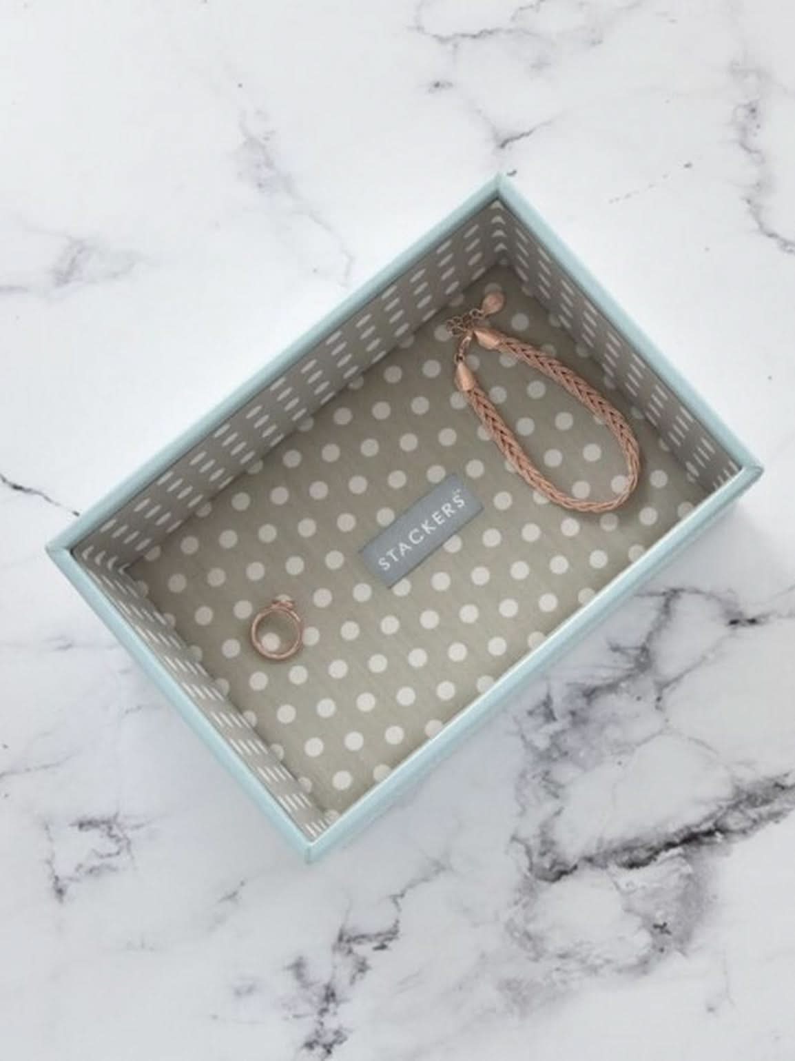 Stackers Mini Horloge & Accessoirelaag Aqua/Grijs met Polkadots - Mystackers