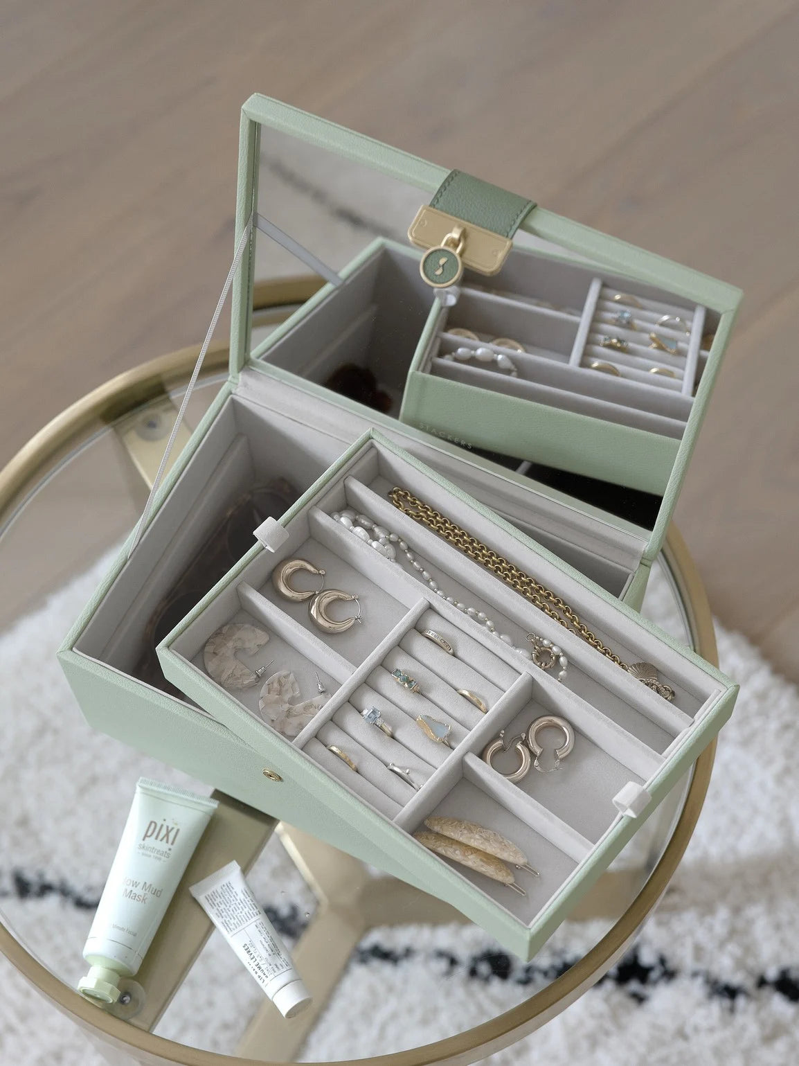 Stackers Luxe Klassieke Juwelendoos Saliegroen - Mystackers