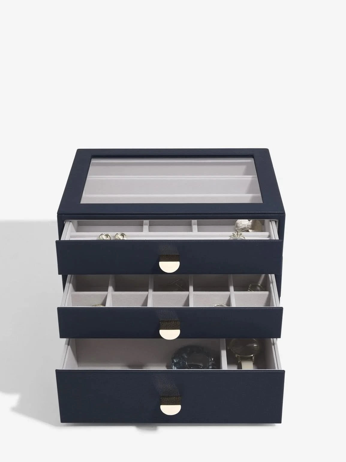 Stackers Klassieke Display Juwelendoos Set van 3 Marineblauw - Mystackers