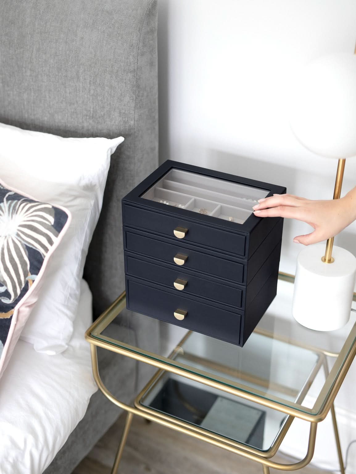 Stackers Klassieke Display Juwelendoos Set van 4 Marineblauw - Mystackers