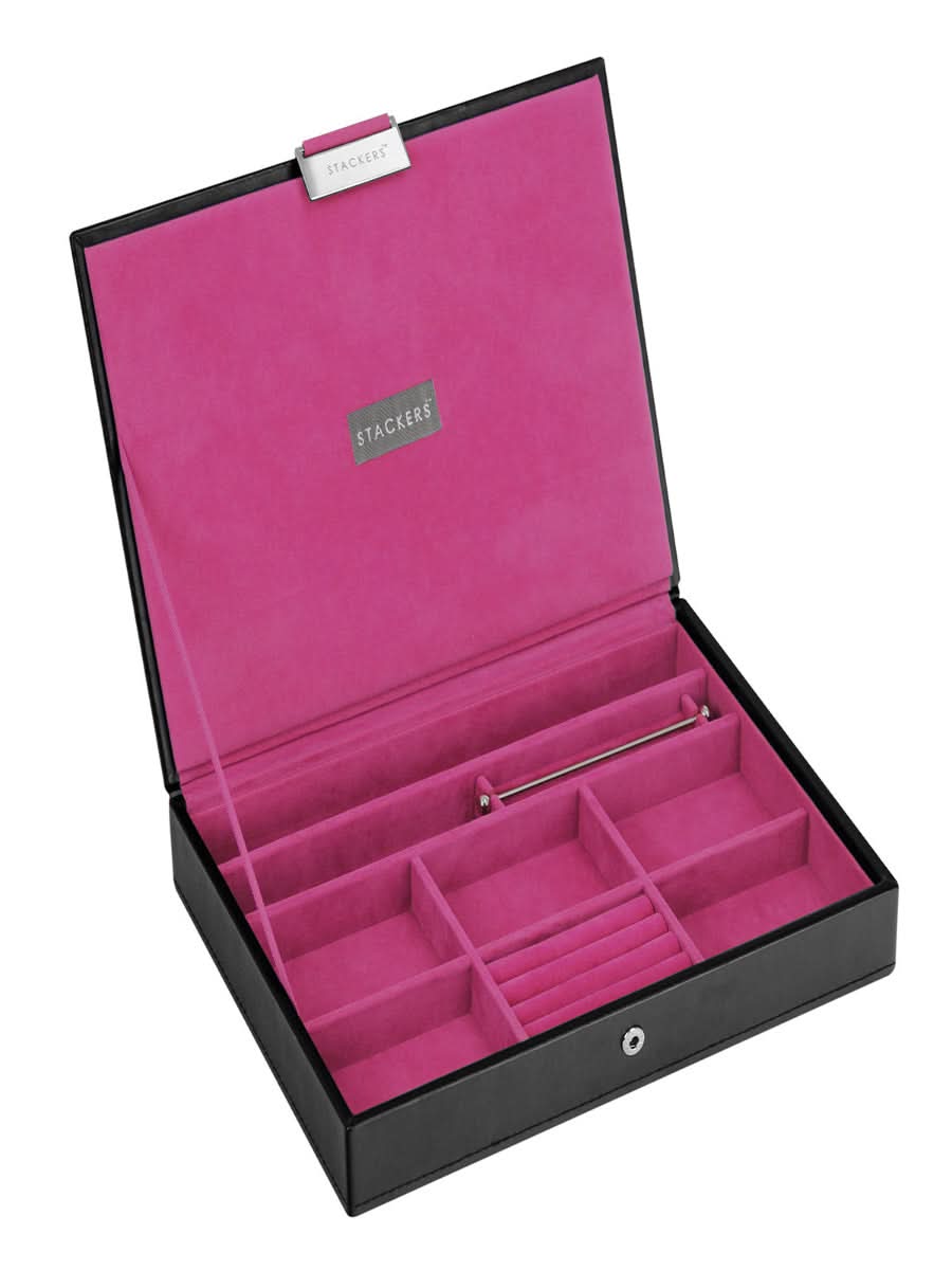 Stackers Lid for Classic Jewellery Box Black & Pink