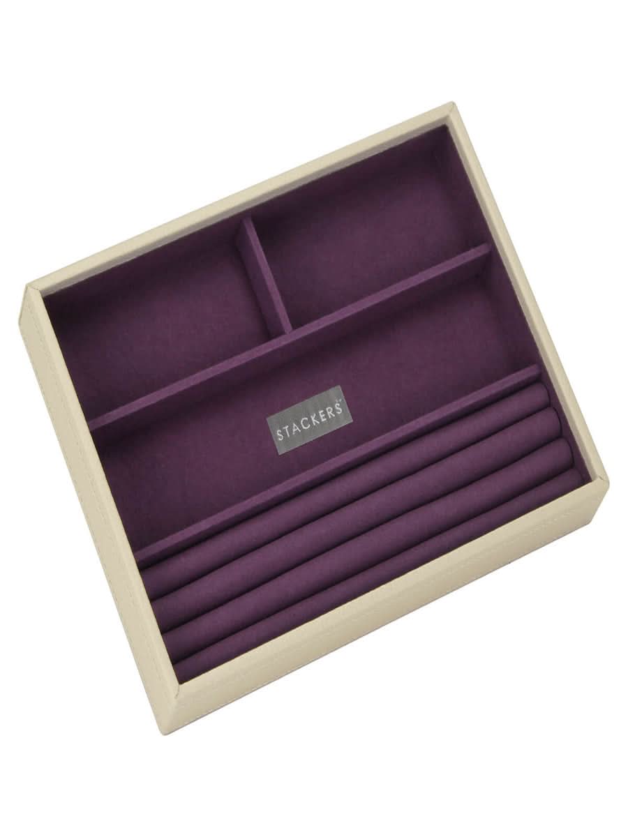 Stackers Ring & Armbandenlaag voor Klassieke Juwelendoos Beige & Paars - Mystackers