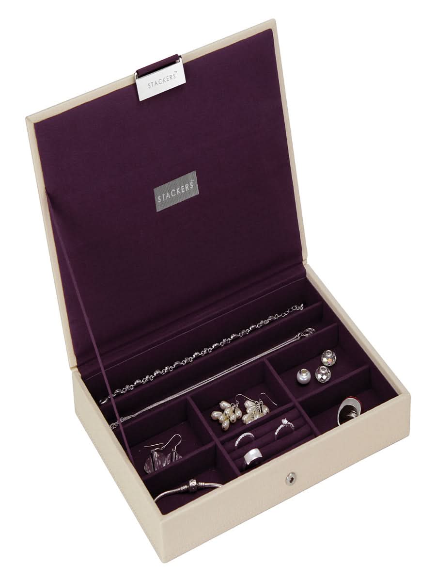 Stackers Deksel voor Klassieke Juwelendoos Beige & Paars - Mystackers