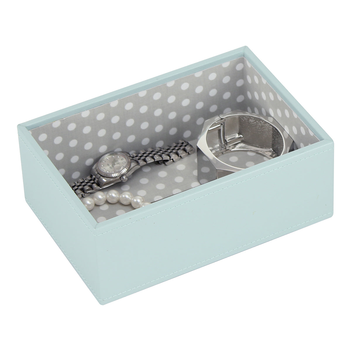 Stackers Mini Watch & Accessory Layer Aqua/Grey with Polkadots
