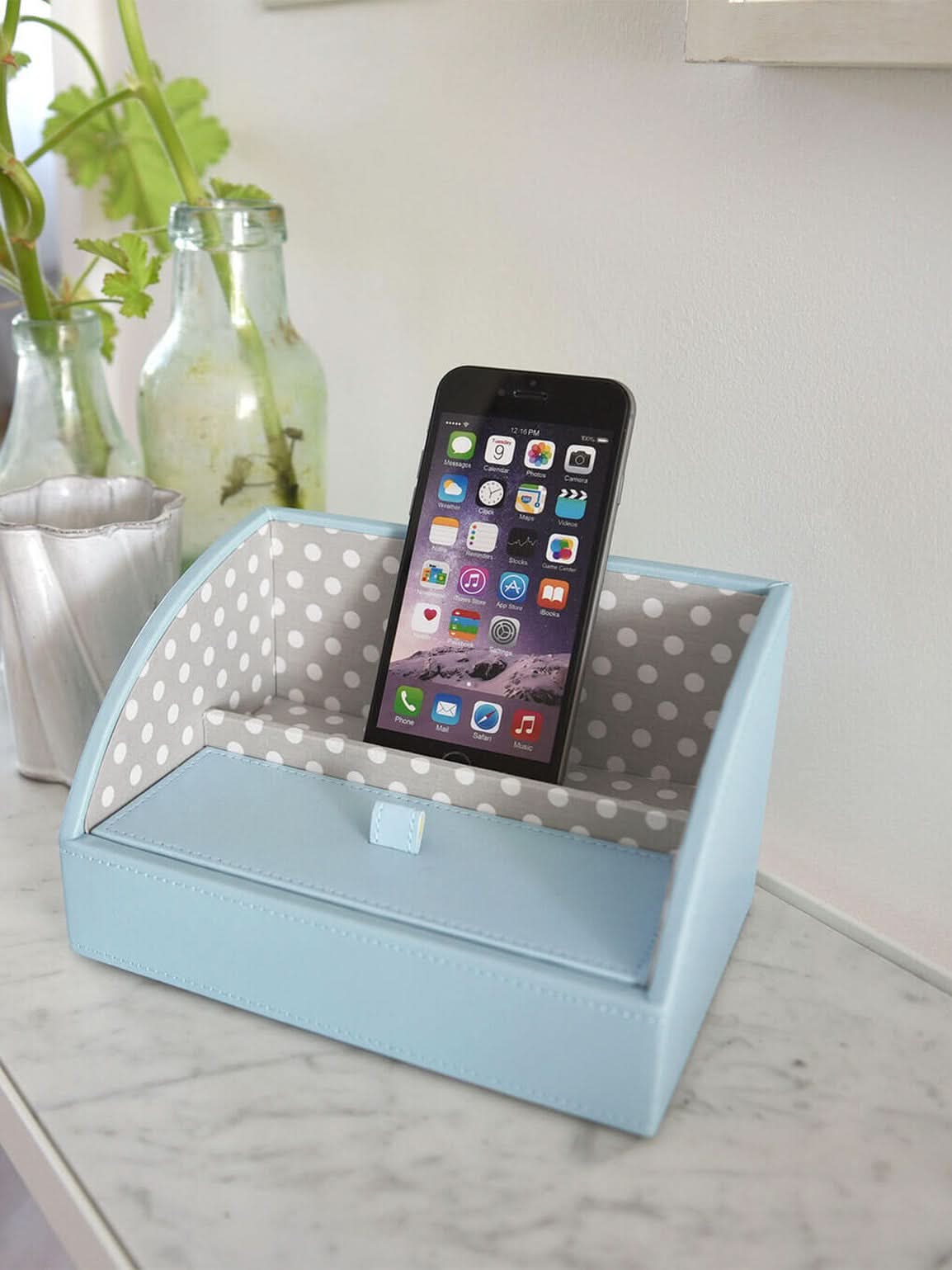 Stackers Oplaadbakje Aqua/Grijs met Polkadots - Mystackers