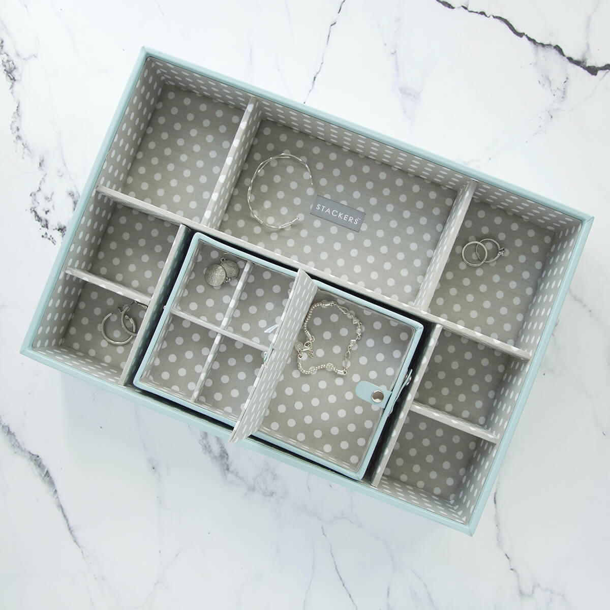 Stackers Mini Travel Box Lichtblauw/groen - Mystackers