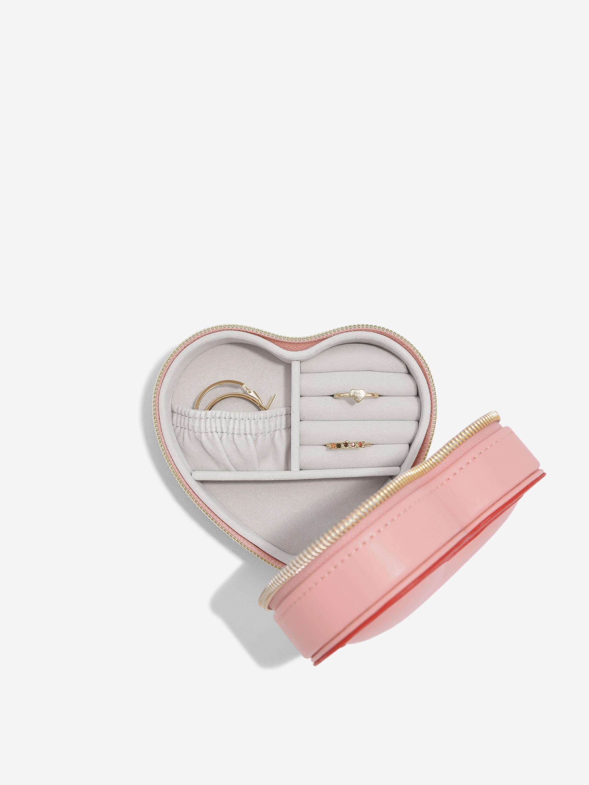 Stackers Heart Travel Jewellery Box Pink