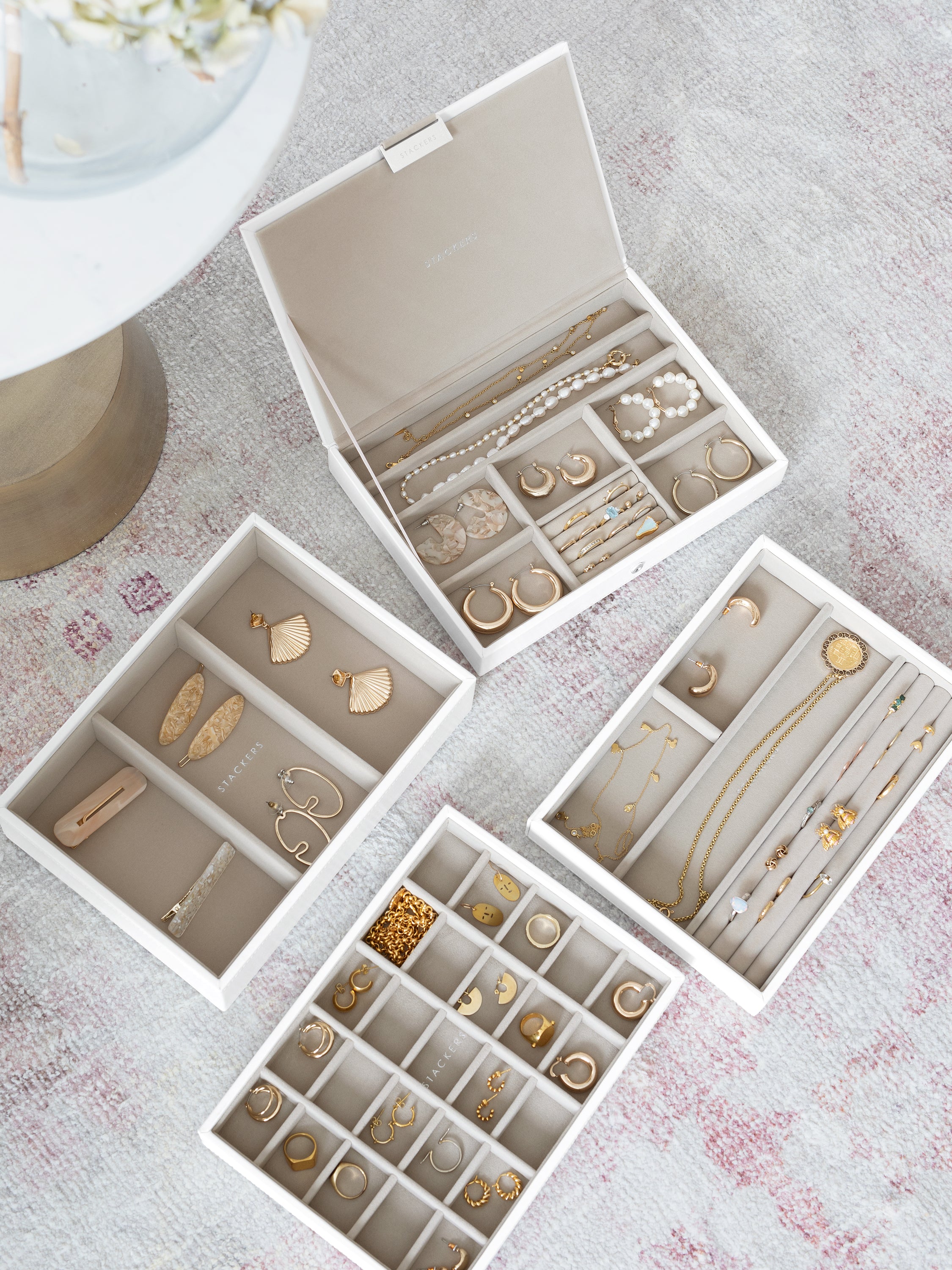 Stackers Classic Boîte à Bijoux Lot de 4 Blanc