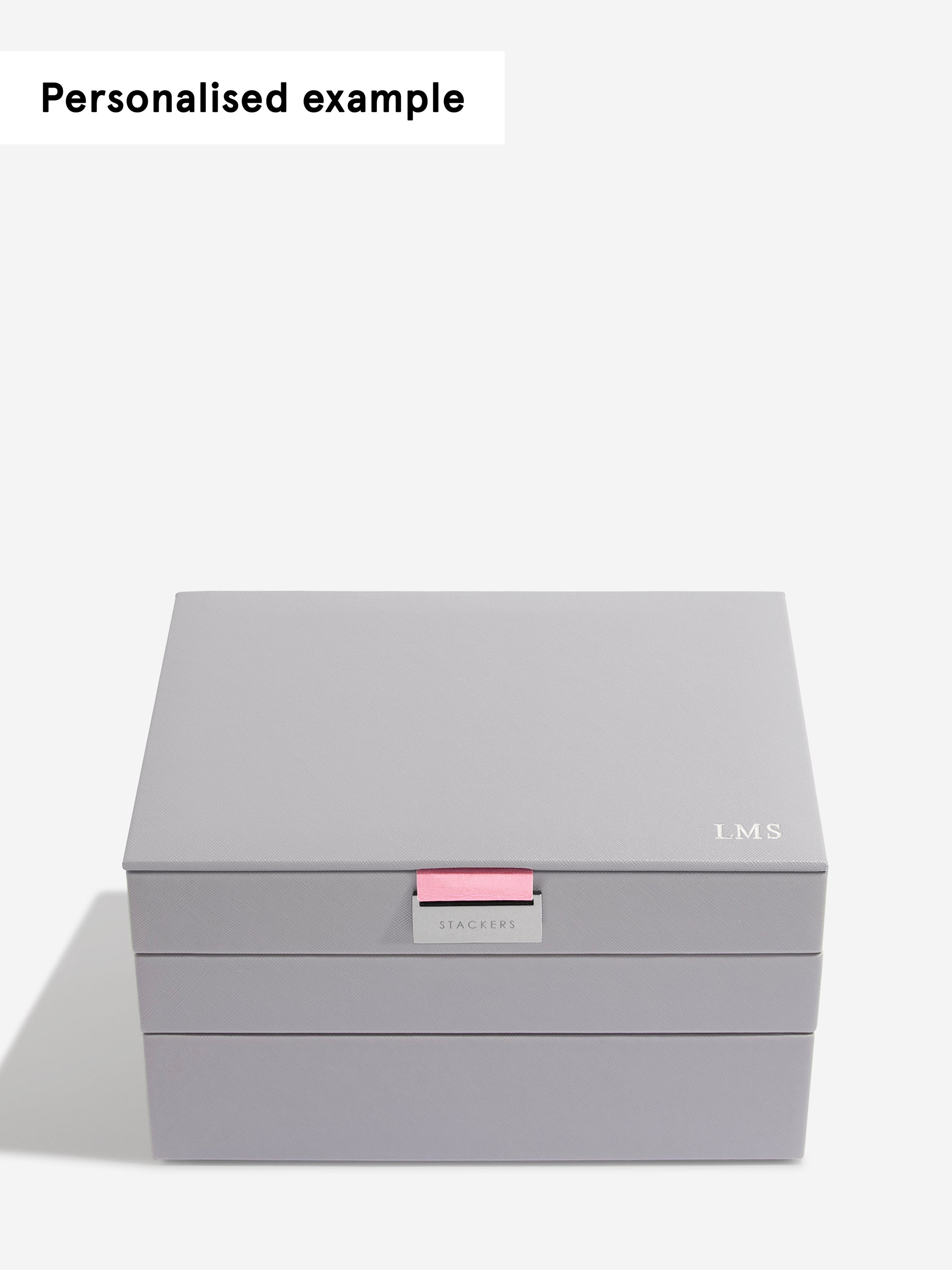 Stackers Classic Boîte à Bijoux Lot de 3 Gris et Rose