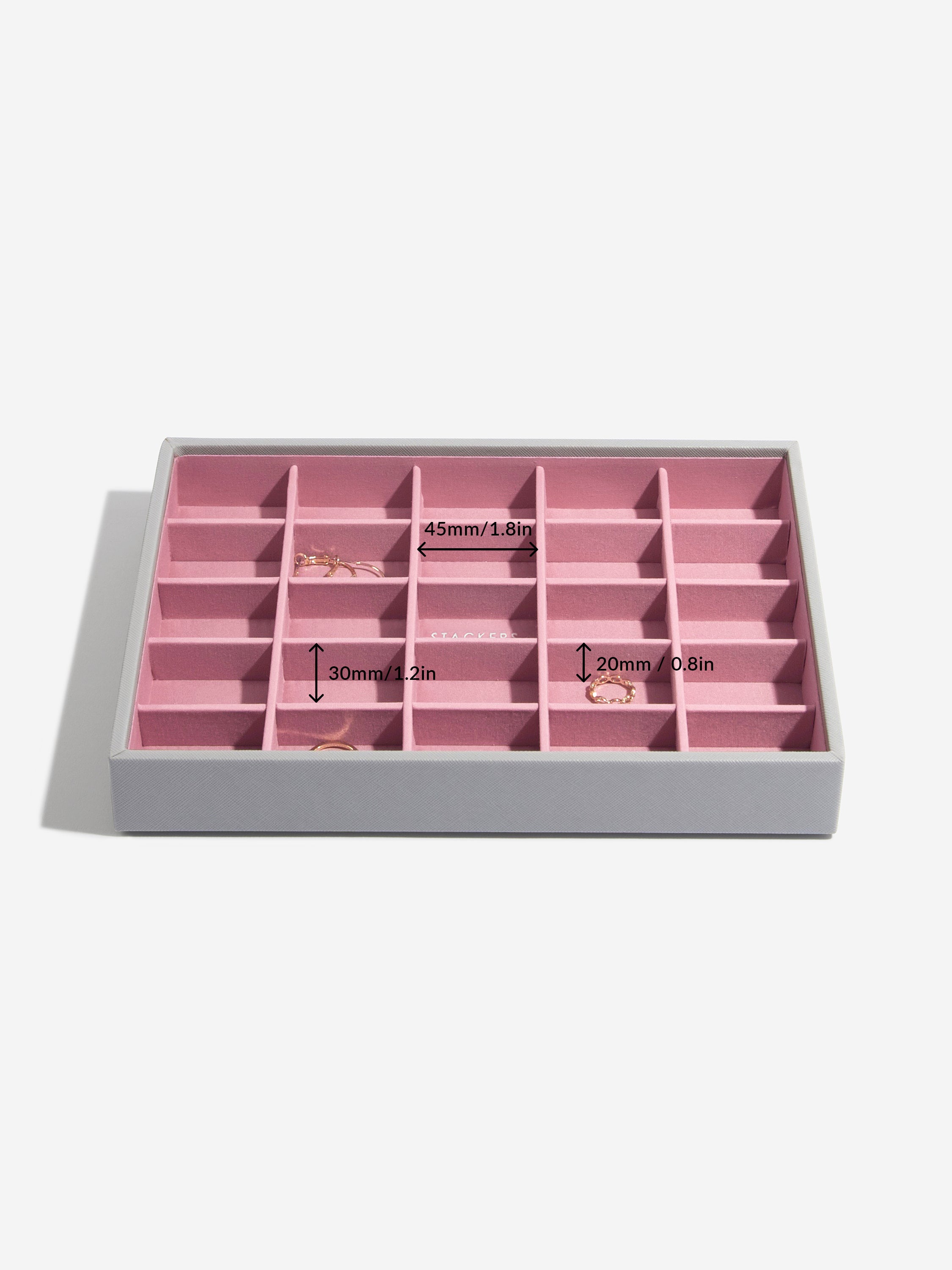Stackers Classic Boîte à Bijoux Lot de 3 Gris et Rose