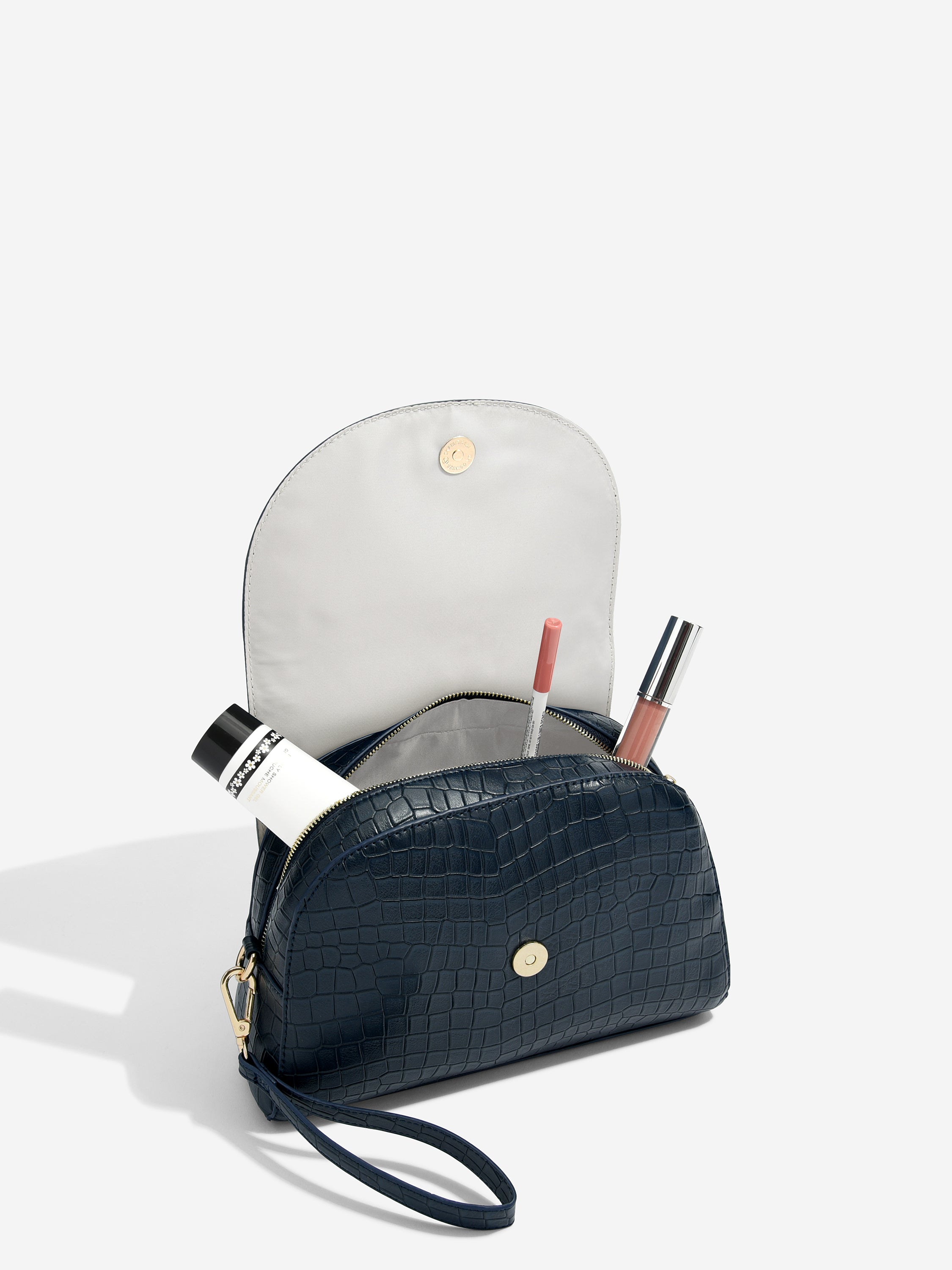 Stackers Crocodile Print Make-up Bag Black