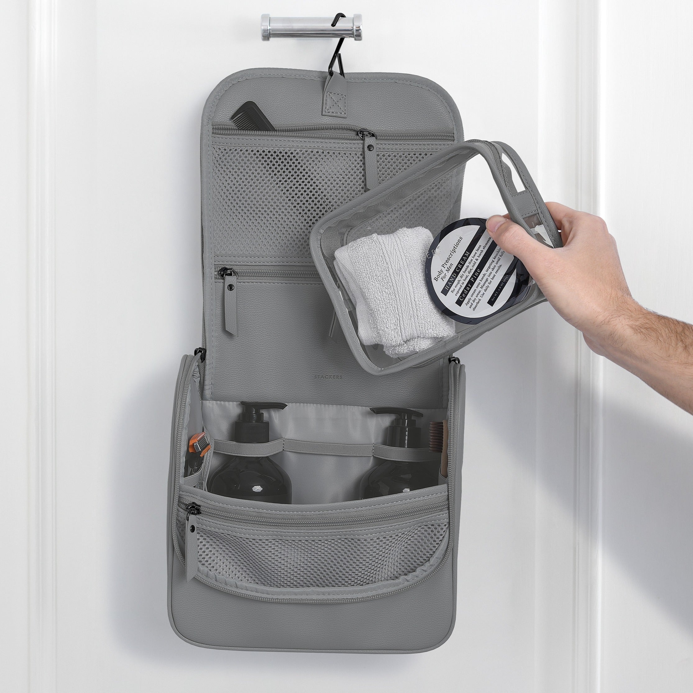 Stackers Hanging Toiletry Bag Dark Grey