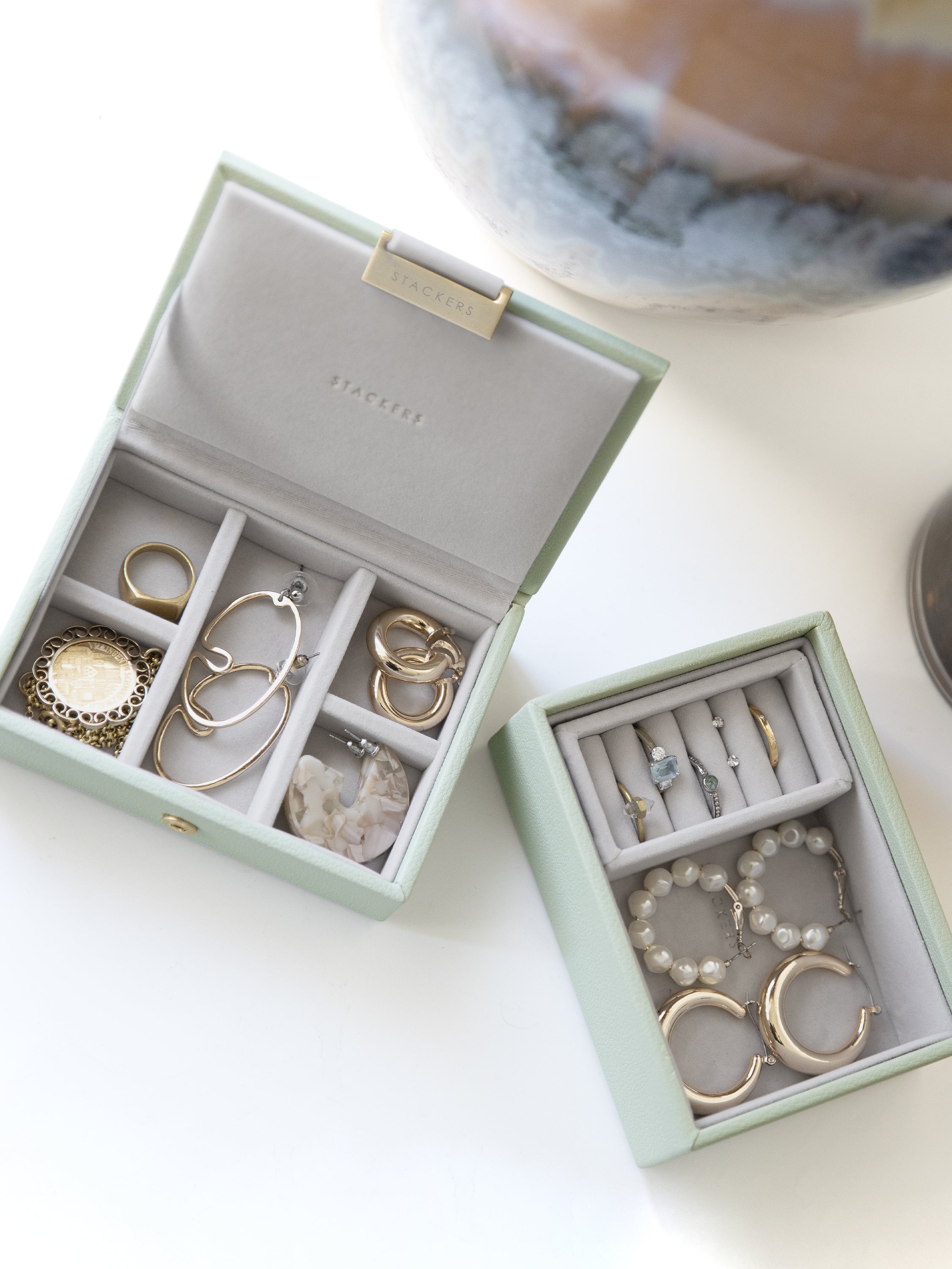 Stackers Micro Boîte à Bijoux Lot de 2 Vert Sauge