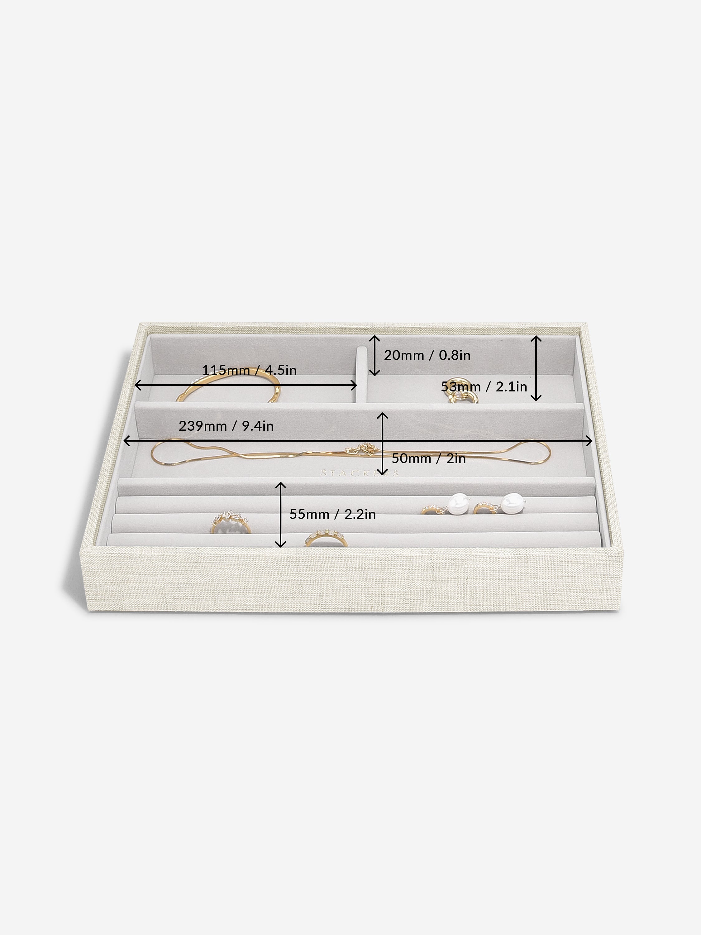 Stackers Classic Boîte à Bijoux Lot de 5 Avoine et Lin