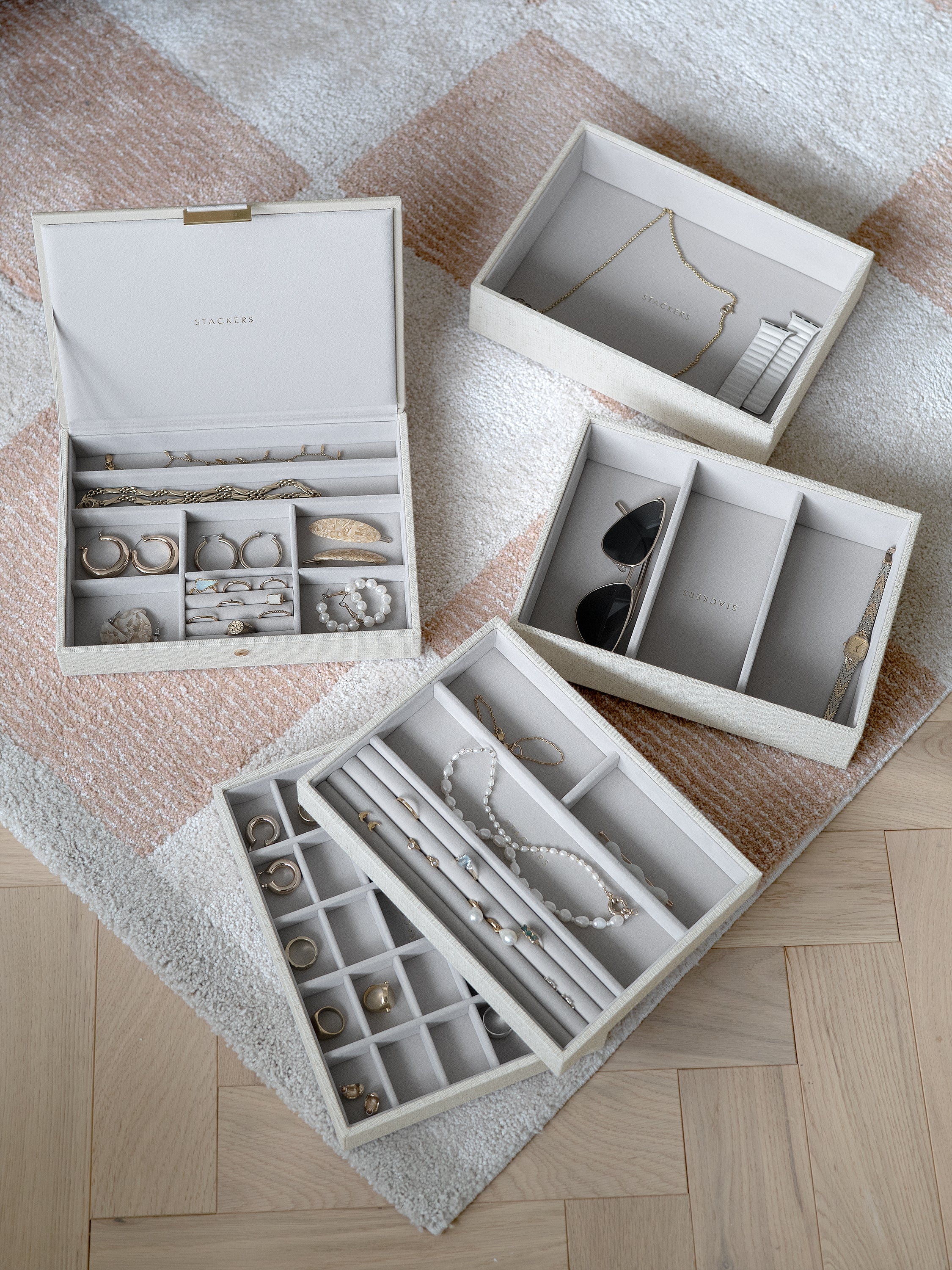 Stackers Classic Boîte à Bijoux Lot de 5 Avoine et Lin