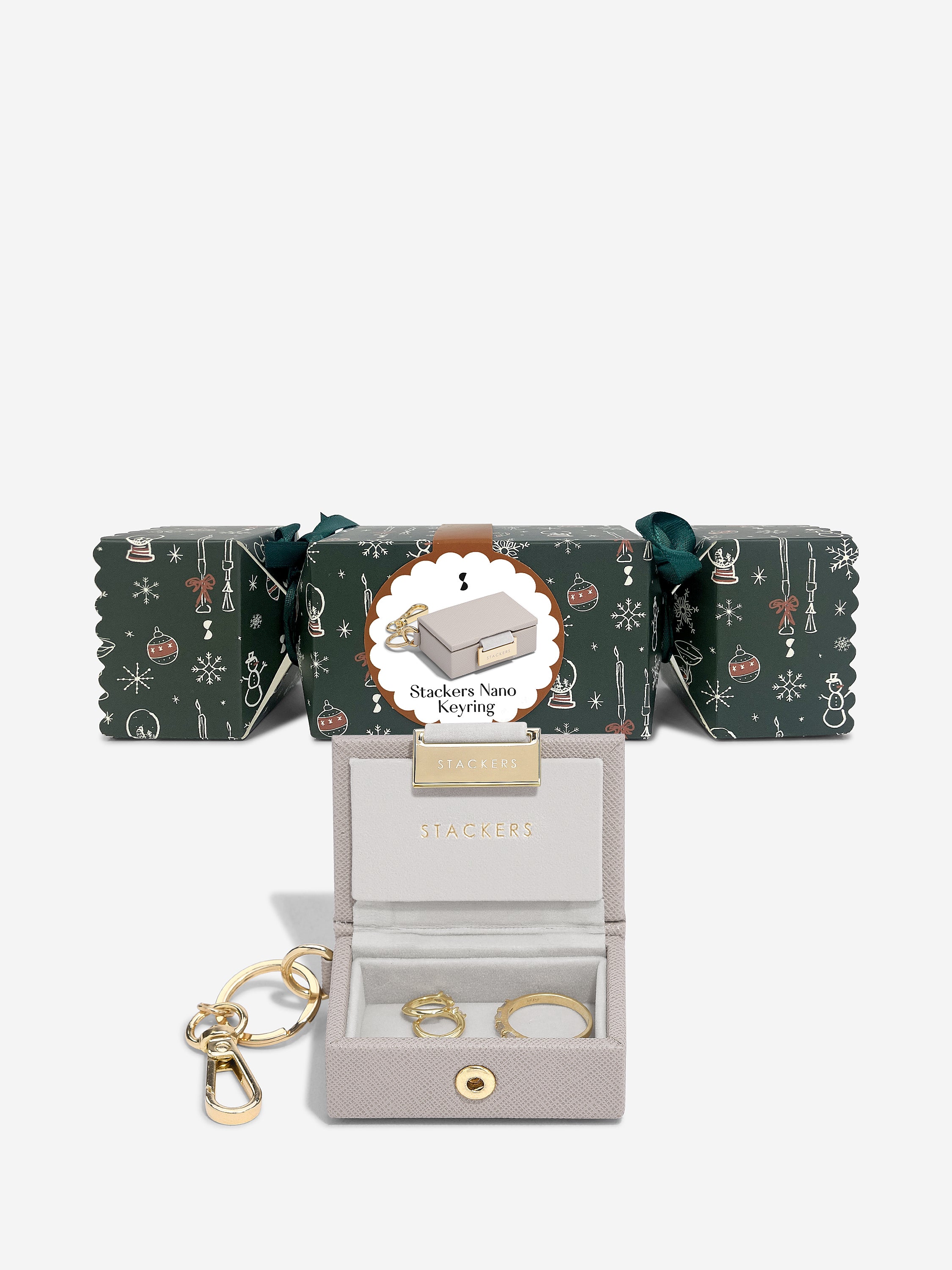 Stackers Jewellery Box Keyring in Party Cracker Taupe