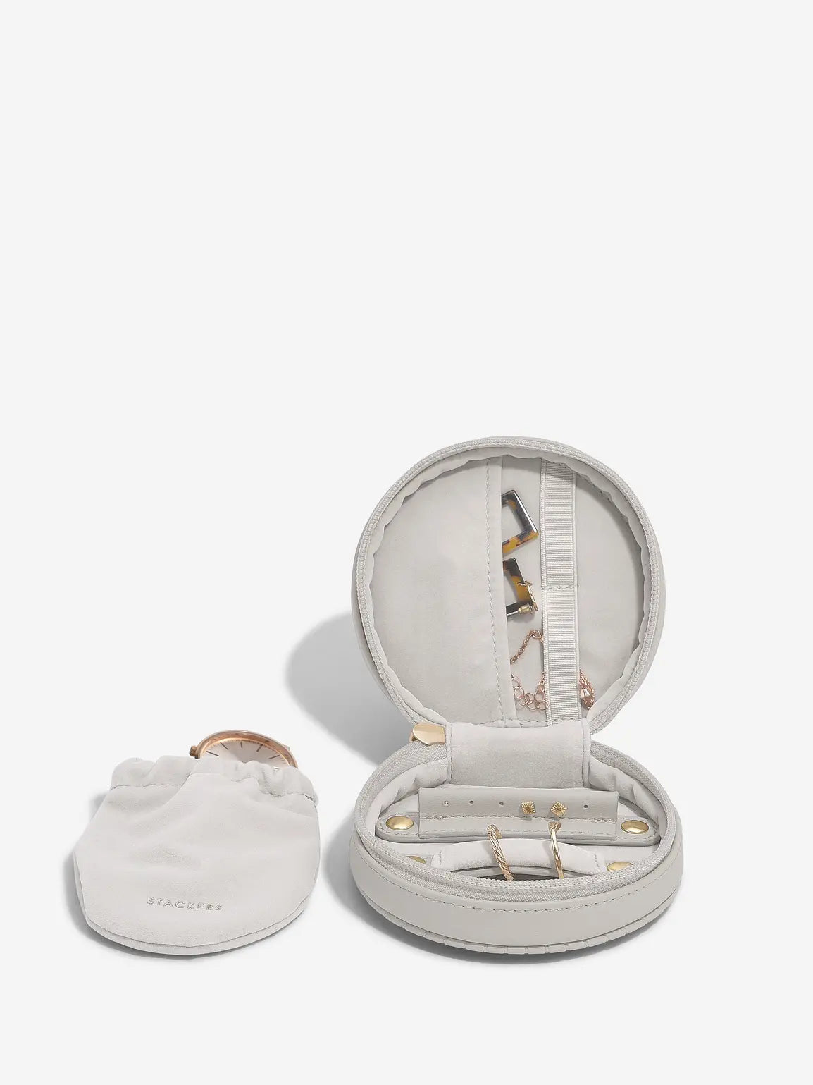 Stackers Round Travel Jewellery Box Limestone