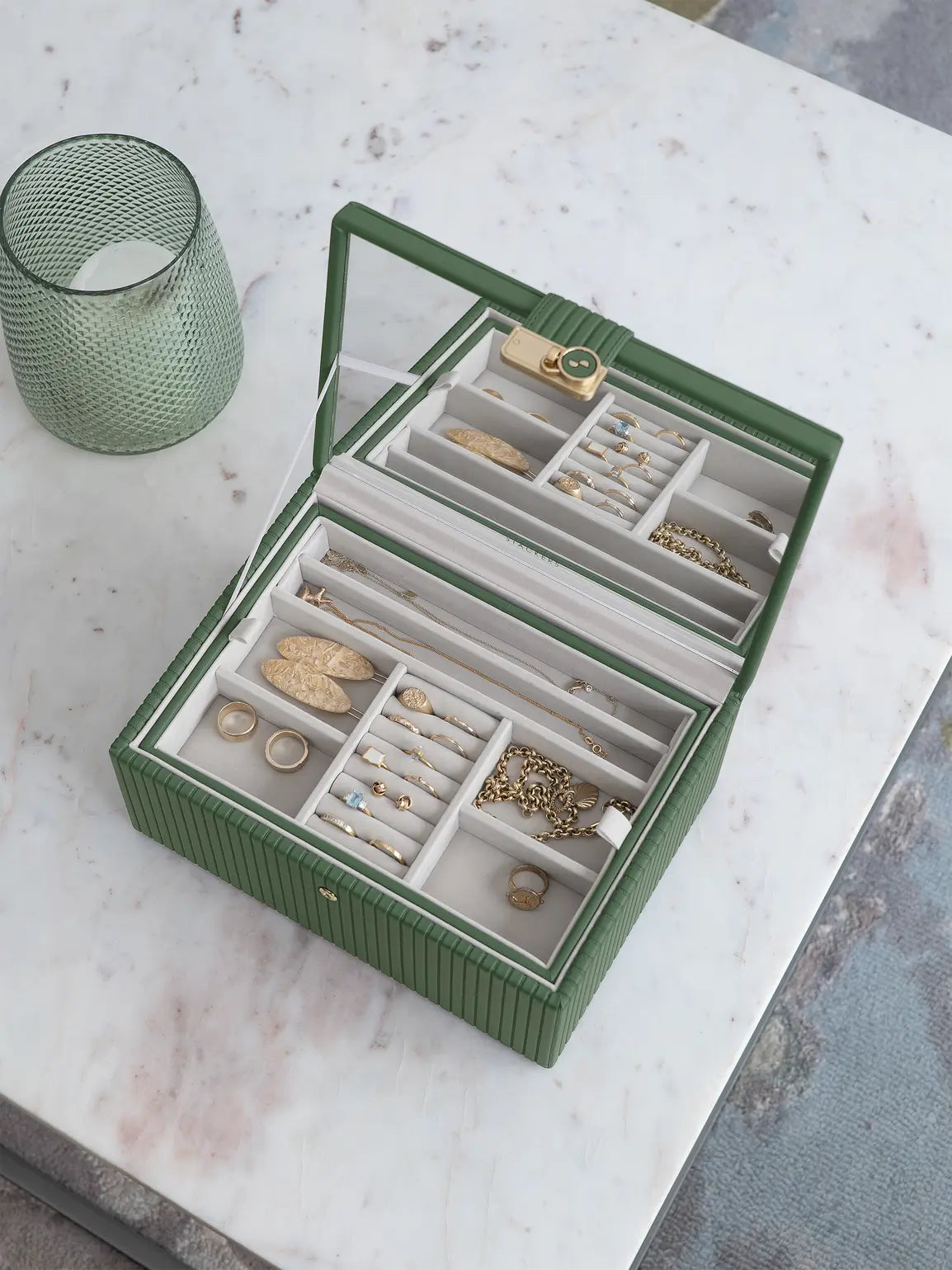 Stackers Boîte à bijoux classique de luxe Vert Émeraude
