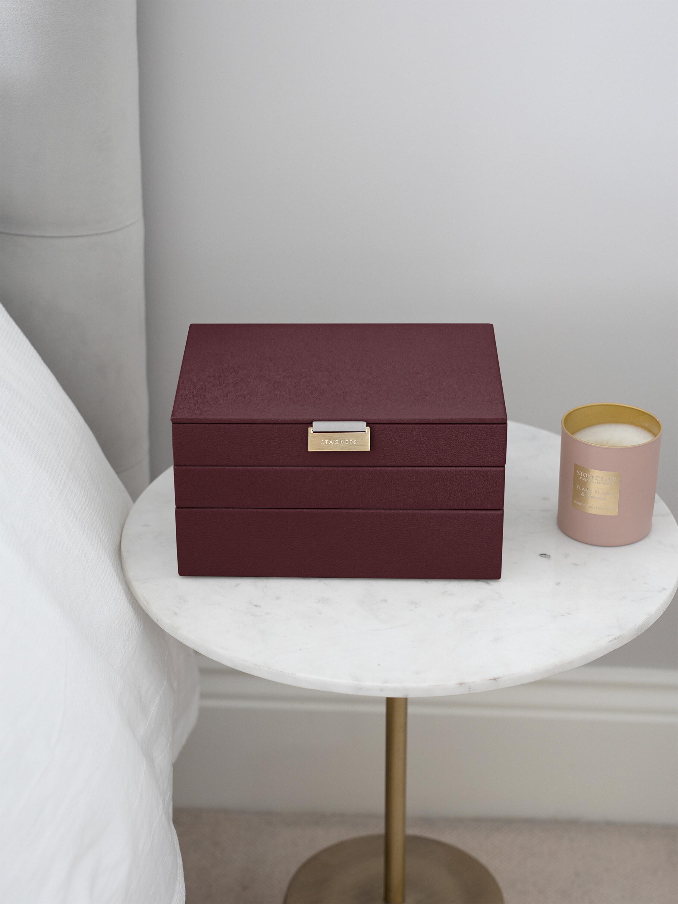 Stackers Classic Jewellery Box Set of 3 Burgundy