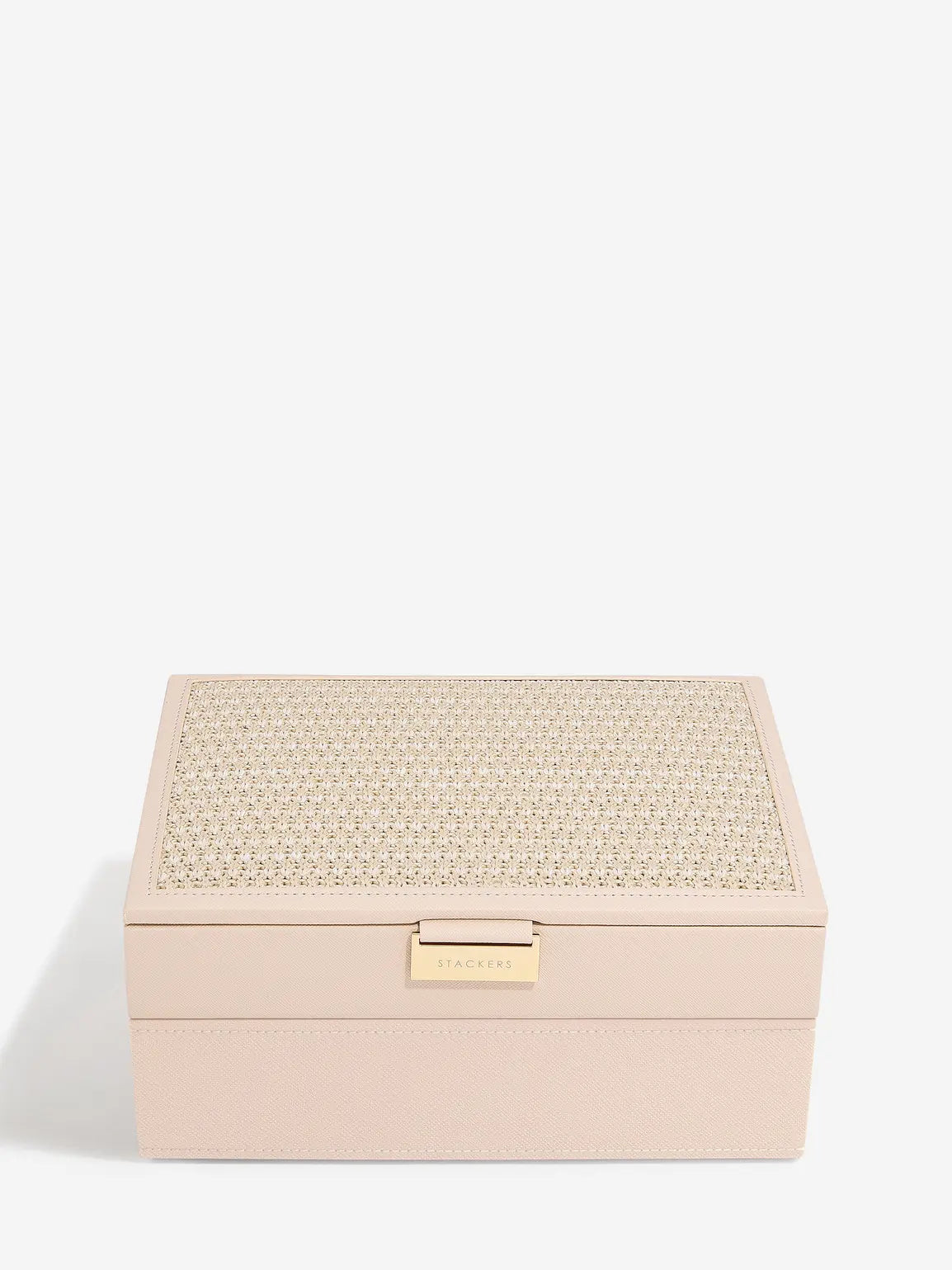 Stackers Classic Jewellery Box Set of 2 Pink Raffia