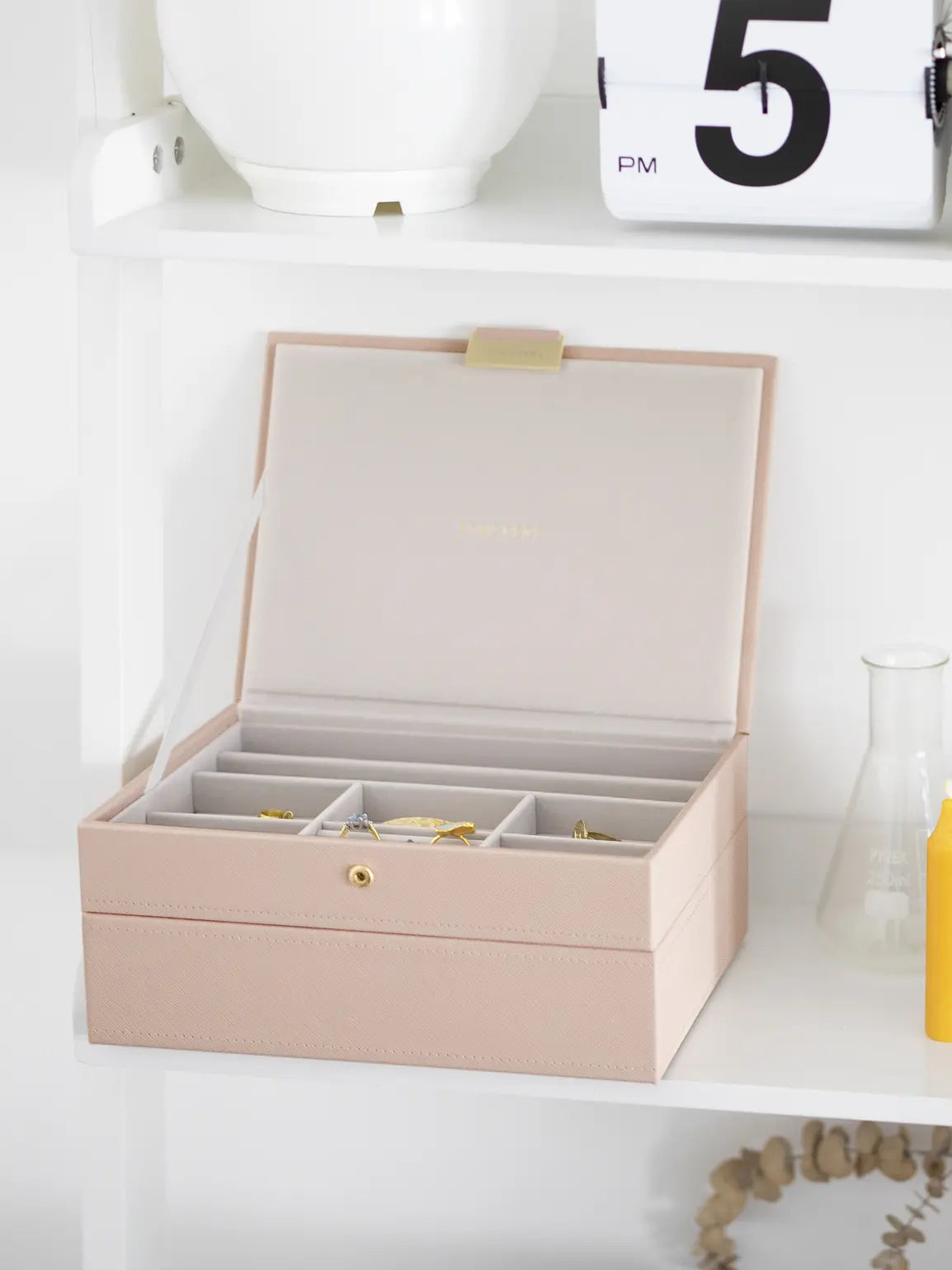 Stackers Classic Jewellery Box Set of 2 Pink Raffia