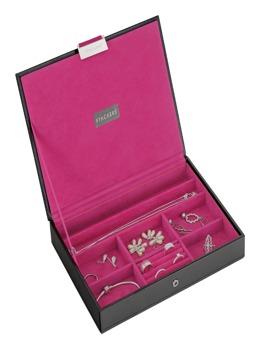 Stackers Lid for Classic Jewellery Box Black & Pink